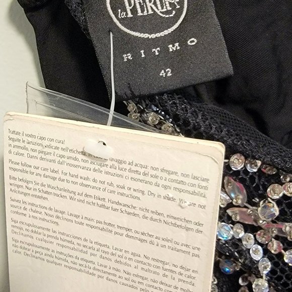 VINTAGE LA PERLA RITMO Black Bodysuit with Jeweled & Beaded Back  Size 42/6 - Picture 5 of 9